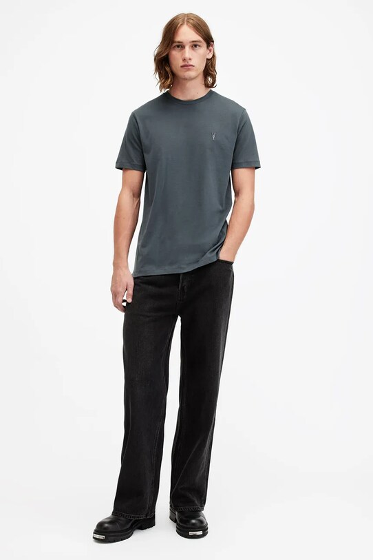 Bavlněné tričko AllSaints BRACE námořnická modř M030JB