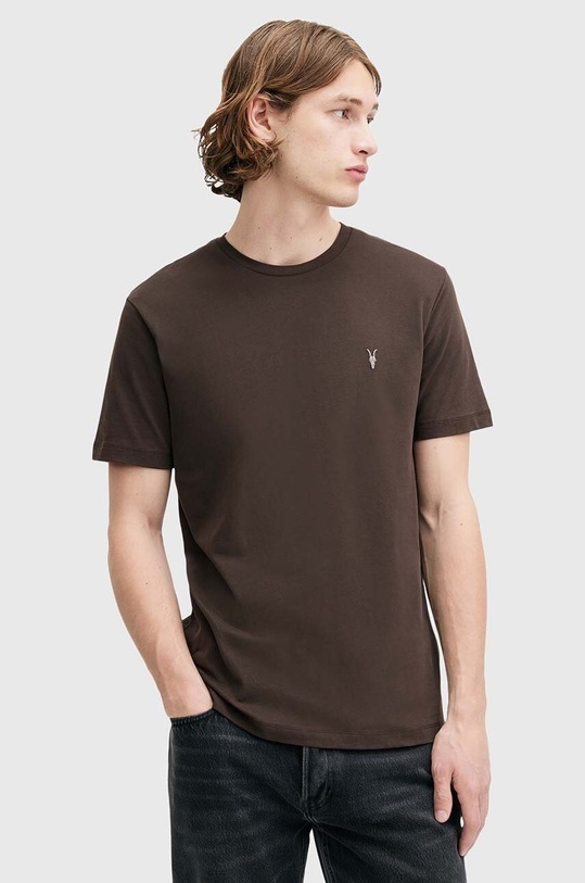 AllSaints t-shirt bawełniany BRACE bawełna brązowy M030JB