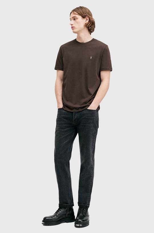 AllSaints t-shirt bawełniany BRACE M030JB brązowy