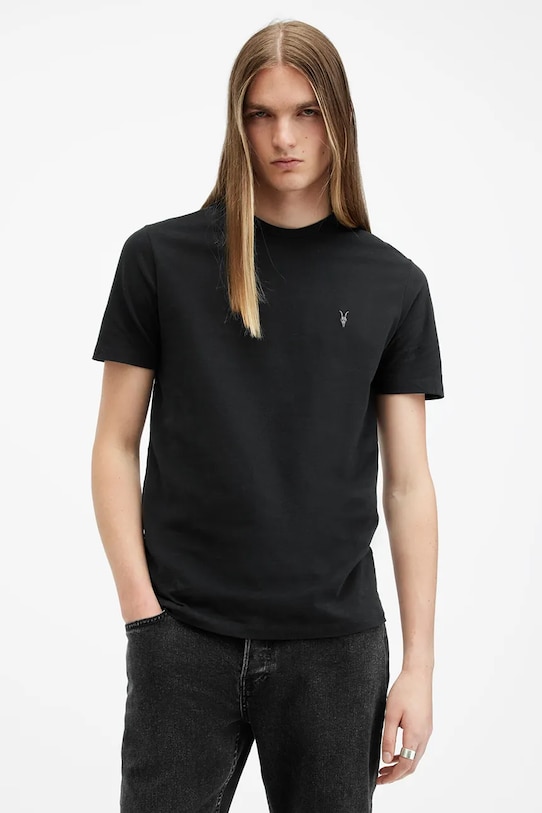 AllSaints tricou din bumbac BRACE uni negru M030JB