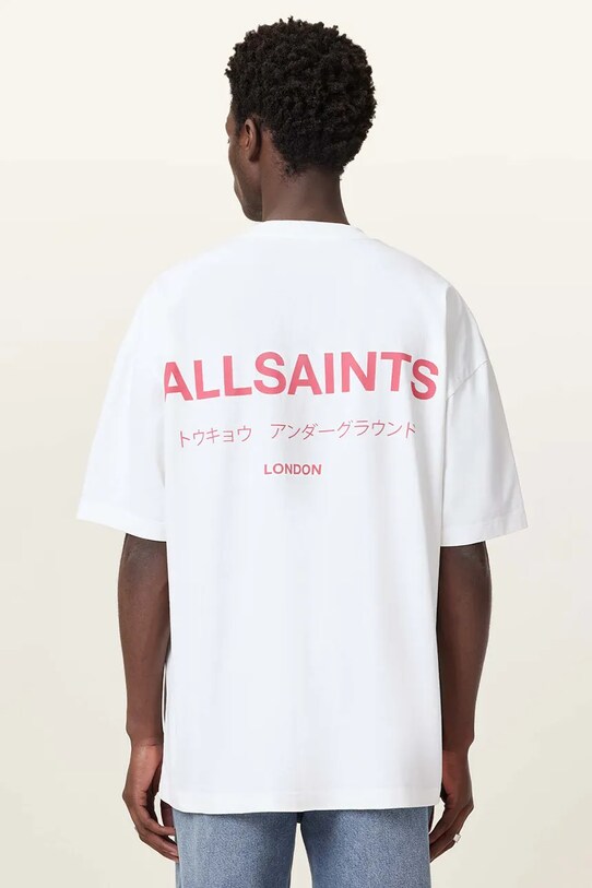 Βαμβακερό μπλουζάκι AllSaints UNDERGROUND M071PB λευκό NC25