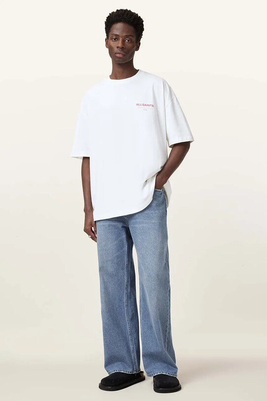 Βαμβακερό μπλουζάκι AllSaints UNDERGROUND M071PB λευκό