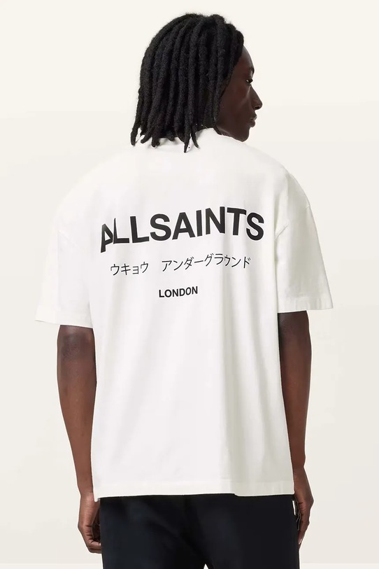 AllSaints t-shirt bawełniany UNDERGROUND M071PB biały AW25