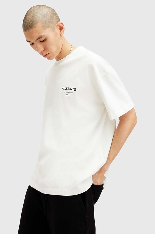 AllSaints tricou din bumbac UNDERGROUND alb M071PB