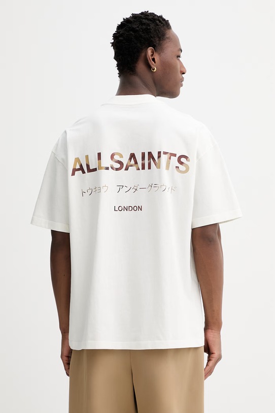 AllSaints t-shirt bawełniany UNDERGROUND bawełna beżowy M071PB