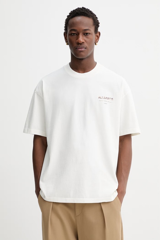 Odzież AllSaints t-shirt bawełniany UNDERGROUND M071PB beżowy