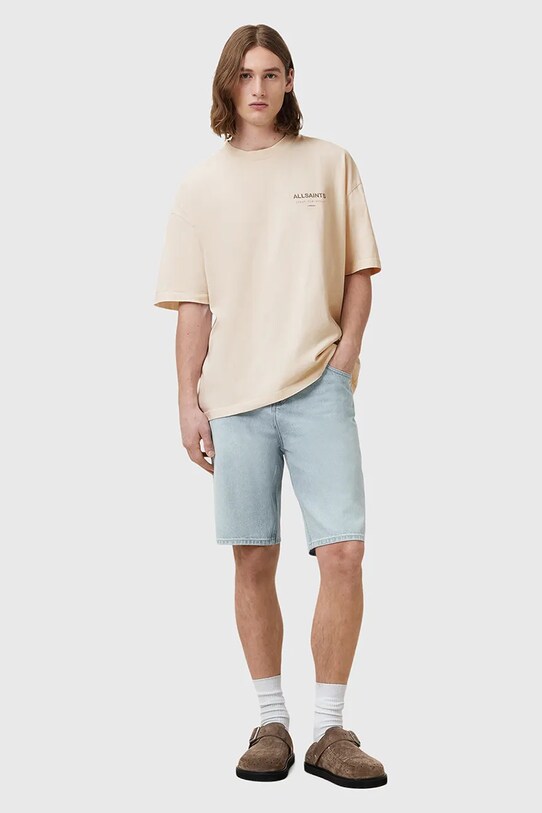 AllSaints t-shirt bawełniany UNDERGROUND M071PB beżowy
