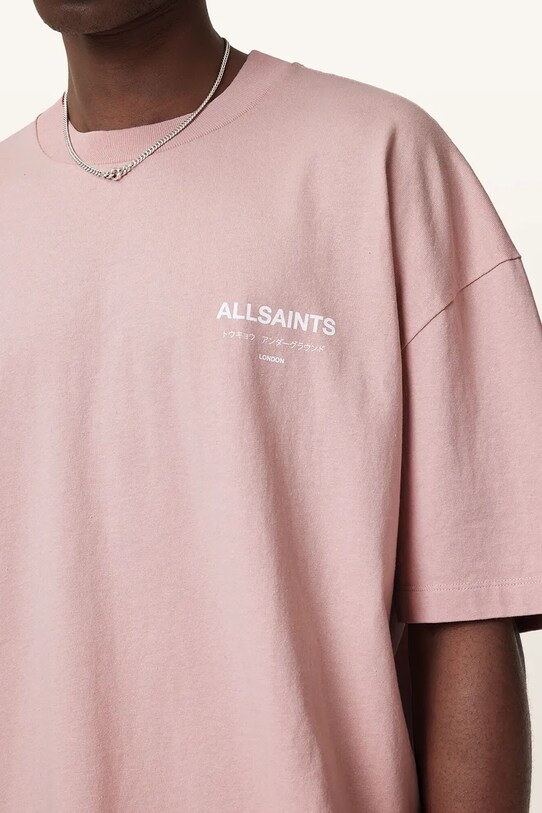 AllSaints tricou din bumbac UNDERGROUND roz M071PB