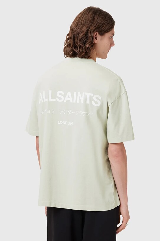 AllSaints t-shirt bawełniany UNDERGROUND M071PB zielony SS25