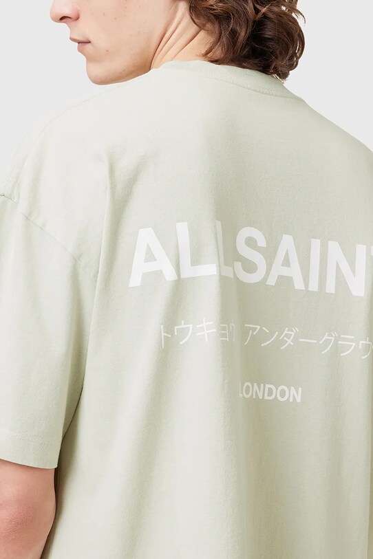 Odzież AllSaints t-shirt bawełniany UNDERGROUND M071PB zielony