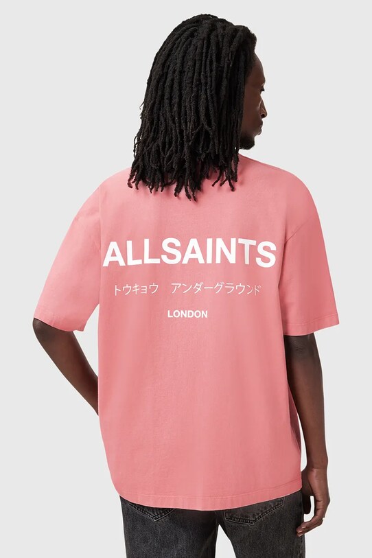 AllSaints tricou din bumbac UNDERGROUND M071PB roz SS25
