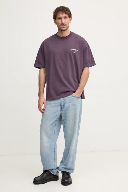 AllSaints t-shirt in cotone UNDERGROUND M071PB violetto SS25