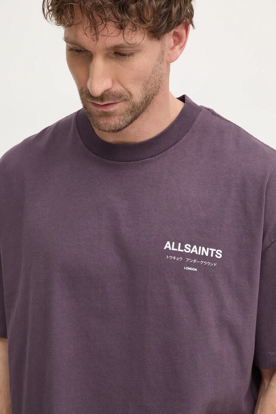 AllSaints t-shirt in cotone UNDERGROUND violetto M071PB