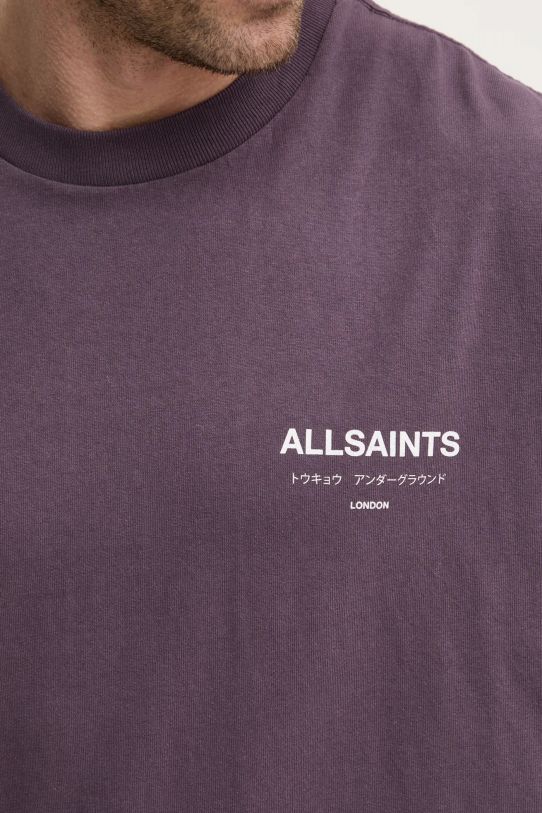 AllSaints t-shirt bawełniany UNDERGROUND M071PB fioletowy