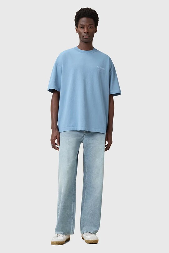 AllSaints t-shirt bawełniany UNDERGROUND M071PB niebieski