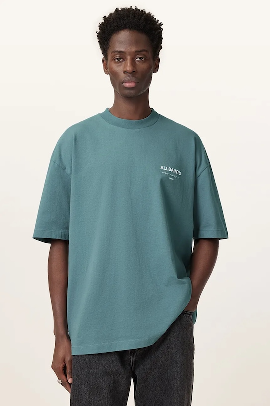 AllSaints t-shirt bawełniany UNDERGROUND niebieski M071PB