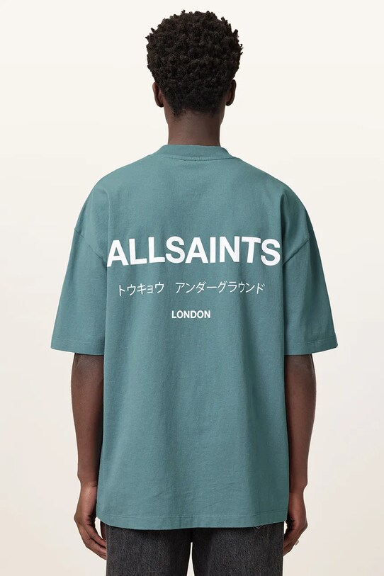 AllSaints t-shirt bawełniany UNDERGROUND M071PB niebieski SS25