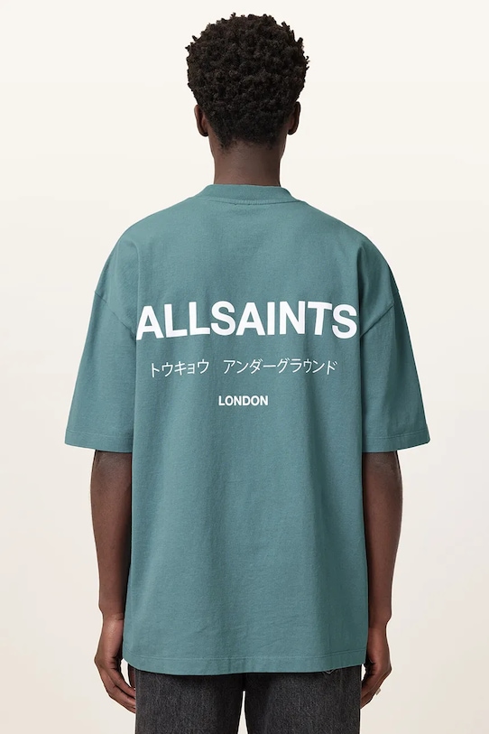 AllSaints t-shirt bawełniany UNDERGROUND M071PB niebieski NC25