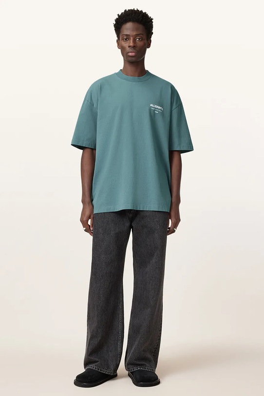 AllSaints t-shirt bawełniany UNDERGROUND M071PB niebieski