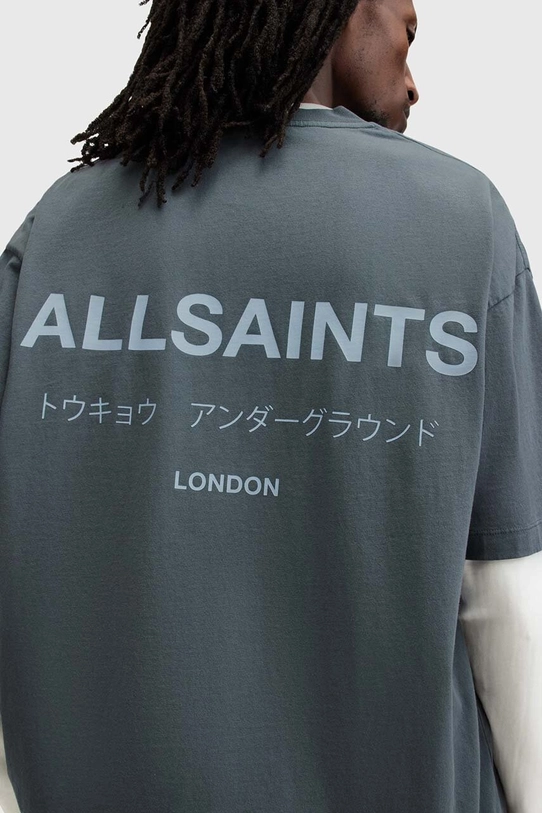 Хлопковая футболка AllSaints UNDERGROUND M071PB голубой SS25