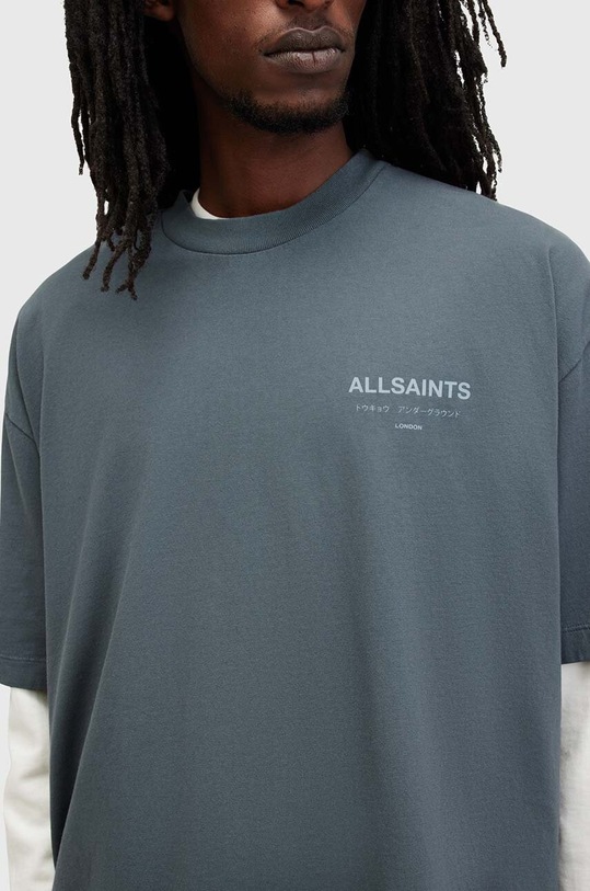 Одежда Хлопковая футболка AllSaints UNDERGROUND M071PB голубой