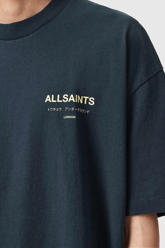 AllSaints t-shirt bawełniany UNDERGROUND granatowy M071PB