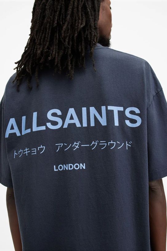 Одяг Бавовняна футболка AllSaints UNDERGROUND M071PB темно-синій