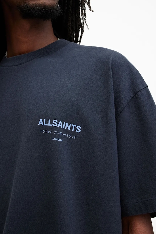 AllSaints tricou din bumbac UNDERGROUND bleumarin M071PB