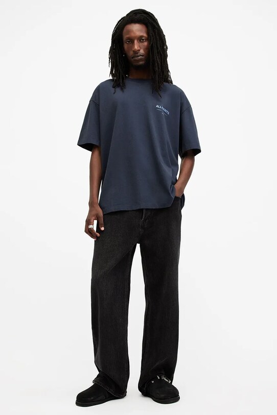 AllSaints tricou din bumbac UNDERGROUND M071PB bleumarin
