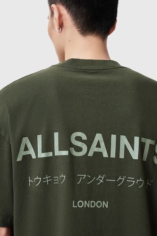Одежда Хлопковая футболка AllSaints UNDERGROUND M071PB зелёный