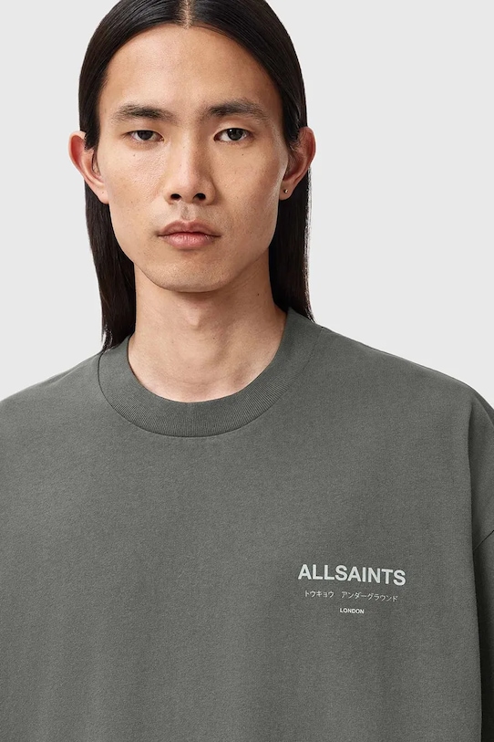 AllSaints t-shirt bawełniany UNDERGROUND zielony M071PB
