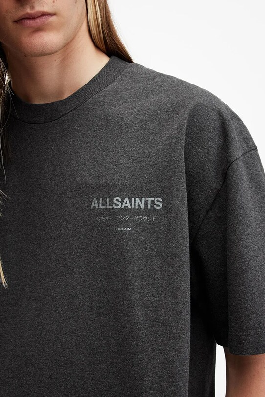 Bavlnené tričko AllSaints UNDERGROUND sivá M071PB