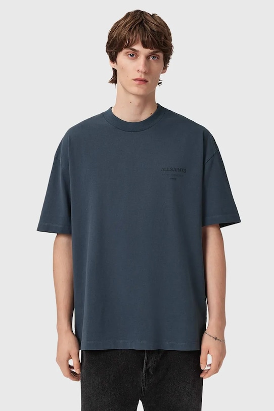 AllSaints t-shirt bawełniany UNDERGROUND bawełna niebieski M071PB