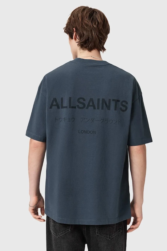AllSaints t-shirt bawełniany UNDERGROUND M071PB niebieski NC25