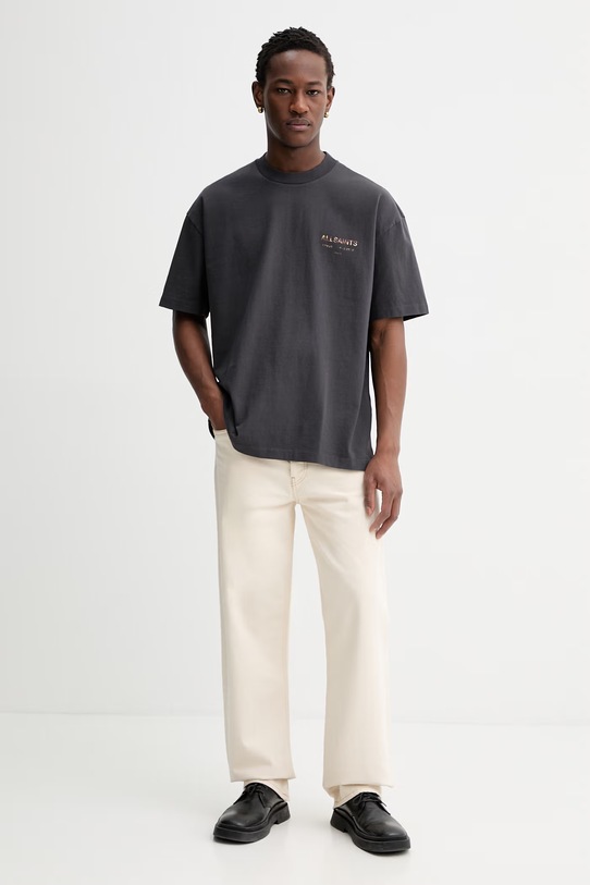 AllSaints t-shirt bawełniany UNDERGROUND M071PB czarny SS26