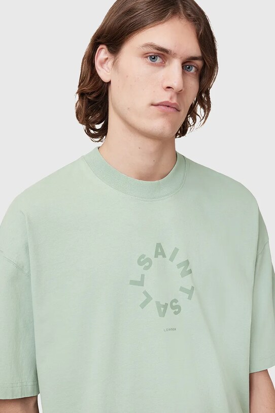 Бавовняна футболка AllSaints TIERRA SS CREW зелений M072PB