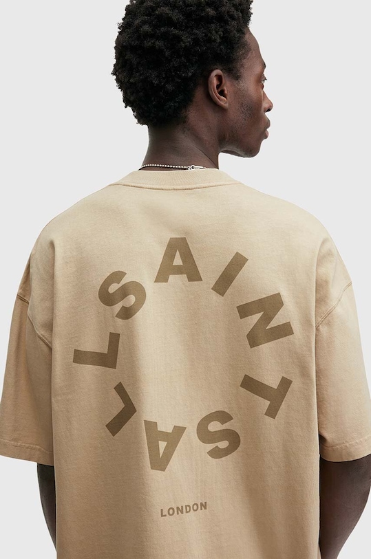Oblečení Bavlněné tričko AllSaints TIERRA SS CREW M072PB béžová