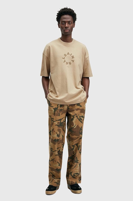 Bavlněné tričko AllSaints TIERRA SS CREW M072PB béžová