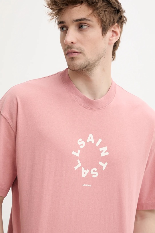 AllSaints tricou din bumbac TIERRA SS CREW roz M072PB