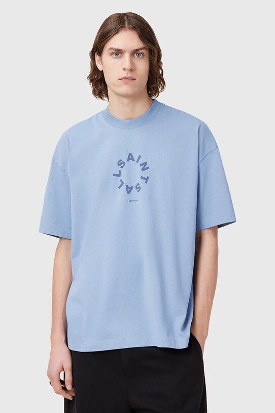 AllSaints t-shirt bawełniany TIERRA SS CREW nadruk niebieski M072PB