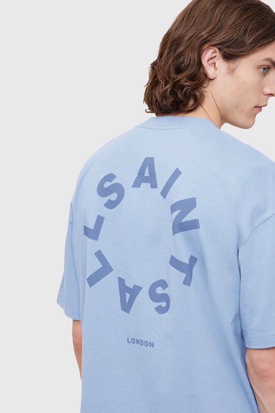 Odzież AllSaints t-shirt bawełniany TIERRA SS CREW M072PB niebieski