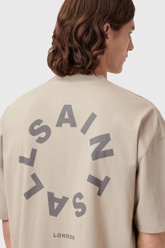Îmbrăcăminte AllSaints tricou din bumbac TIERRA SS CREW M072PB bej