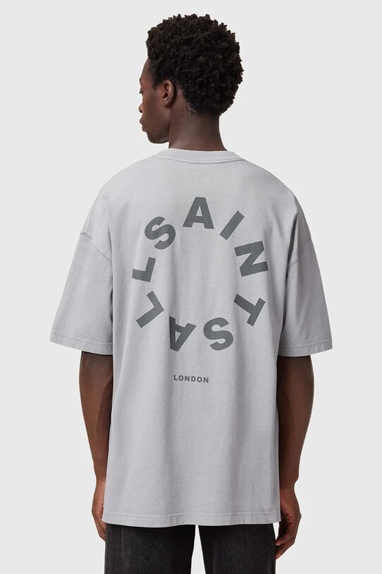 Βαμβακερό μπλουζάκι AllSaints TIERRA SS CREW γκρί M072PB