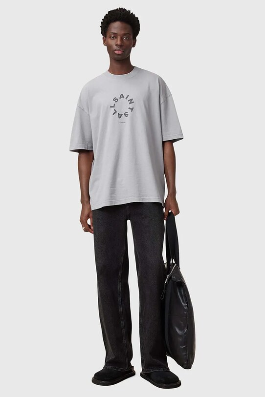 Βαμβακερό μπλουζάκι AllSaints TIERRA SS CREW M072PB γκρί
