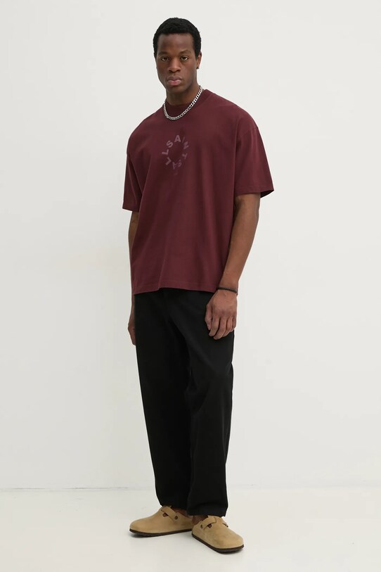 AllSaints tricou din bumbac TIERRA SS CREW M072PB burgundia SS25