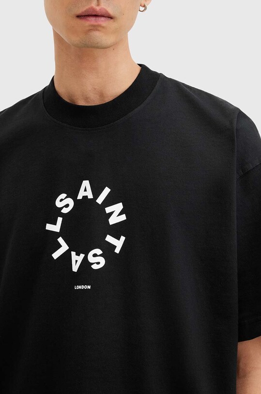 Бавовняна футболка AllSaints TIERRA SS CREW M072PB чорний SS25