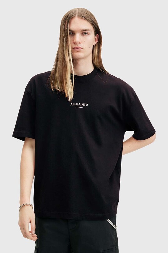 AllSaints pamut póló SUBVERSE pamut fekete M074PB