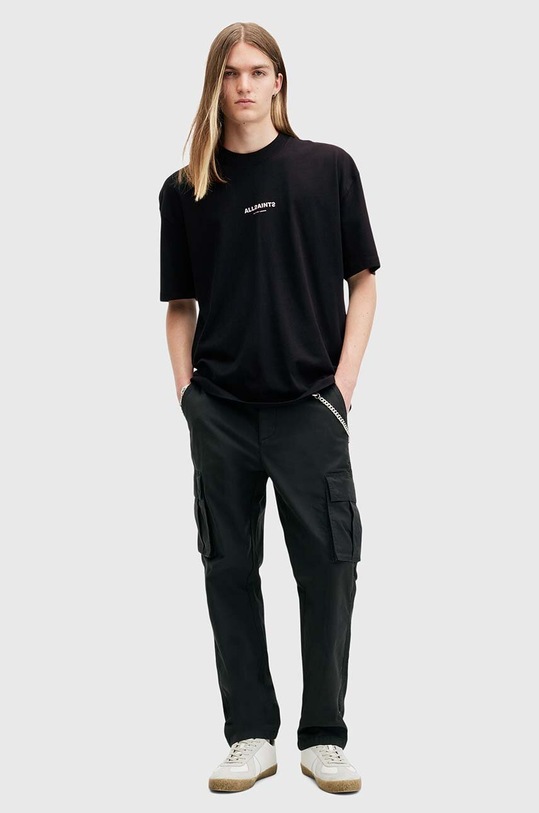 AllSaints pamut póló SUBVERSE fekete M074PB