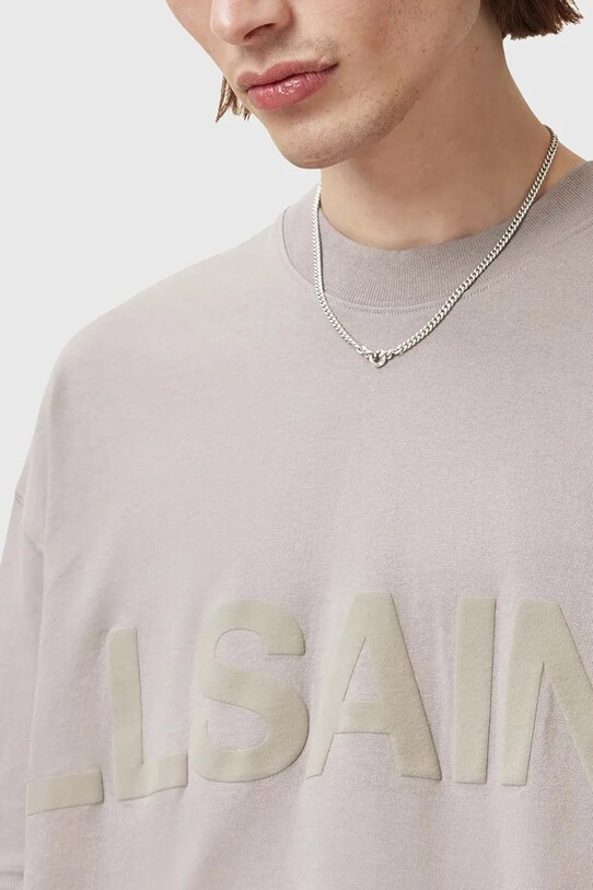 Βαμβακερό μπλουζάκι AllSaints BIGGY M088PB μπεζ SS25