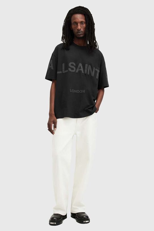 Βαμβακερό μπλουζάκι AllSaints BIGGY μαύρο M088PB